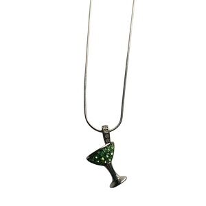 Green Gem Martini Glass Pendant Necklace